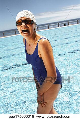 mature woman in swimsuit