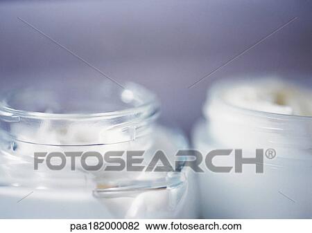 Jars of beauty products, close-up View Large Photo Image Stock Image - Jars of beauty products, close-up. Fotosearch