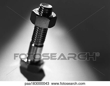 Bolt and nut, close-up, b&w View Large Photo Image Stock Image - Bolt and nut, close-up, b&w. Fotosearch