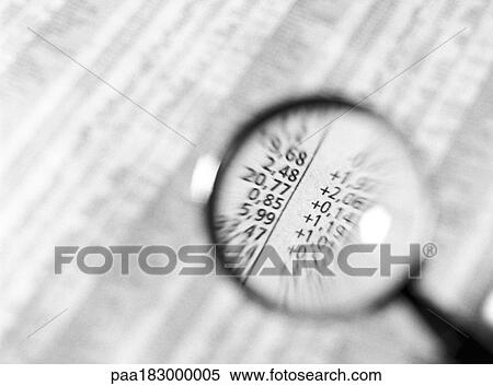 Financial numbers under magnifying glass, close-up, b&w View Large Photo Image Stock Photography - Financial numbers under magnifying glass, close-up, b&w. Fotosearch