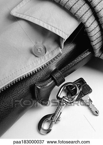 Keys and clothes, close-up, b&w View Large Photo Image Stock Photo - Keys and clothes, close-up, b&w. Fotosearch