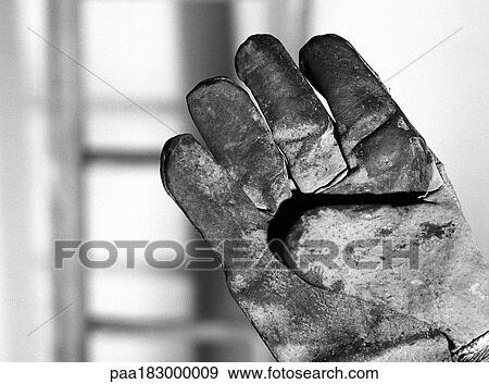 Old glove, close-up, b&w View Large Photo Image Stock Photo - Old glove, close-up, b&w. Fotosearch
