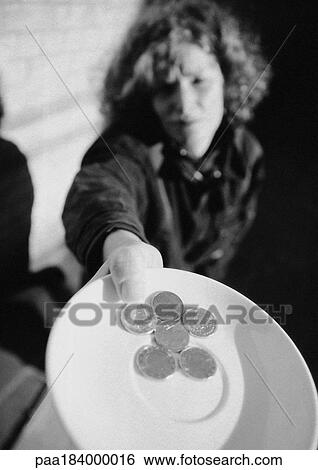 Stock Photograph - Beggar, b&w. Fotosearch