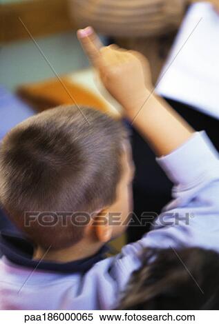 Child putting finger up, head and shoulders, rear view, blurred View Large Photo Image Stock Photography - Child putting finger up, head and shoulders, rear view, blurred. Fotosearch