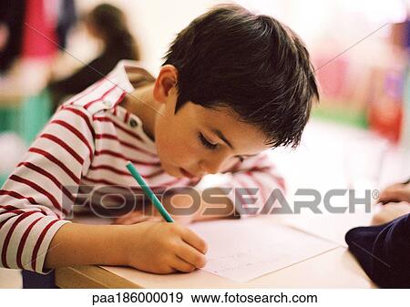 Child writing, close-up View Large Photo Image Stock Photo - Child writing, close-up. Fotosearch