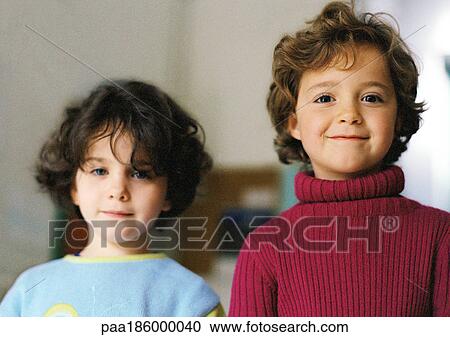 Stock Image - Two children, portrait. Fotosearch