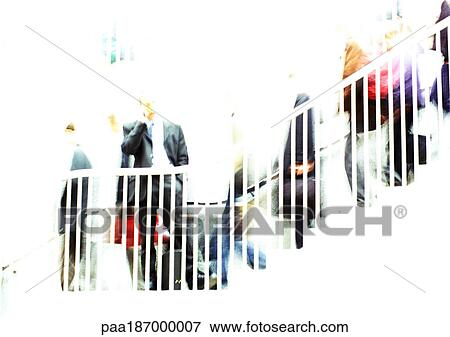 Stock Photo - Businessman on stairs, blurred . Fotosearch