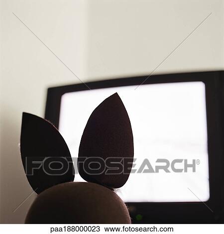 Child's bunny rabbit facing television, rear view. View Large Photo Image Stock Image - Child's bunny rabbit facing television, rear view.. Fotosearch