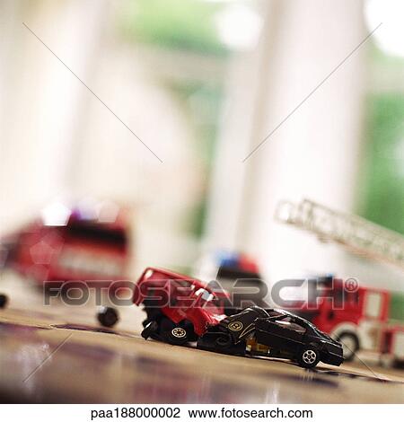 Toy car accident. View Large Photo Image Stock Image - Toy car accident.. Fotosearch