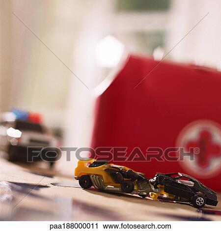 Toy car accident. View Large Photo Image Stock Image - Toy car accident.. Fotosearch