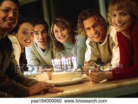 People sitting around birthday cake, portrait. View Large Photo Image Stock Image - People sitting around birthday cake, portrait.. Fotosearch