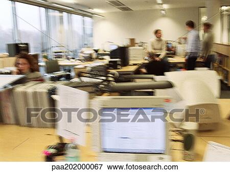 Business people working in office, blurred. View Large Photo Image Stock Photo - Business people working in office, blurred.. Fotosearch
