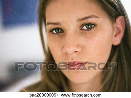 Stock Photo - Girl's face, close-up. Fotosearch