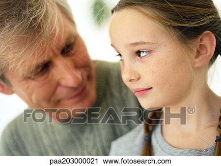 Man and granddaughter, close up. View Large Photo Image Stock Image - Man and granddaughter, close up.. Fotosearch