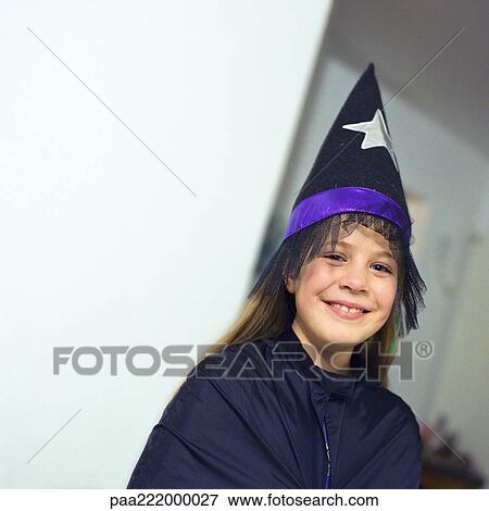Girl dressed up as wizard, portrait View Large Photo Image Stock Photo - Girl dressed up as wizard, portrait. Fotosearch