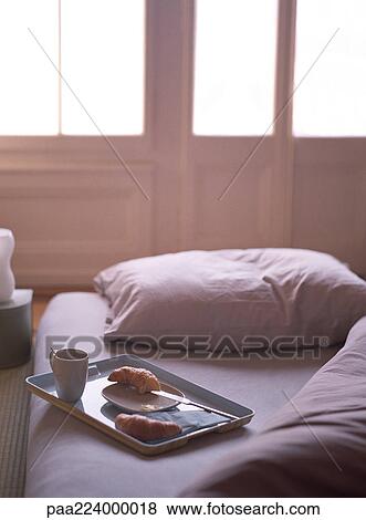 Breakfast tray sitting on bed. View Large Photo Image Stock Photo - Breakfast tray sitting on bed.. Fotosearch