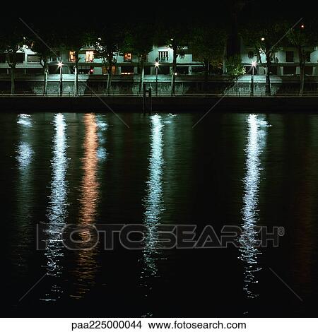 River bank at night. View Large Photo Image Picture - River bank at night.. Fotosearch