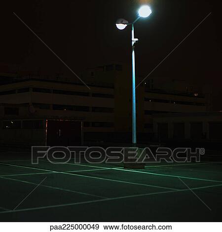 Street light in parking lot, night View Large Photo Image Stock Photo - Street light in parking lot, night. Fotosearch