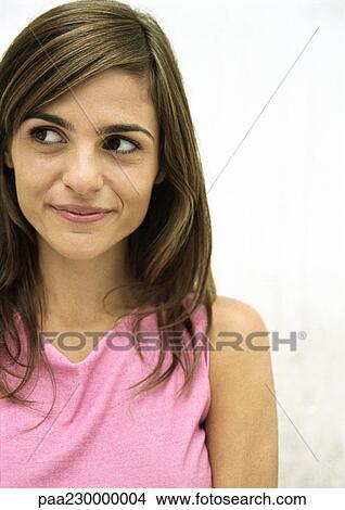Picture - Woman looking away, portrait.. Fotosearch