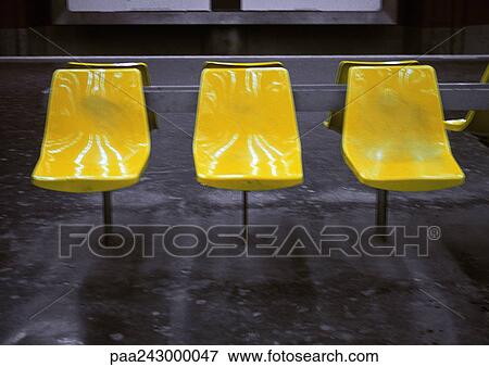 Seats in subway station View Large Photo Image Stock Photo - Seats in subway station. Fotosearch
