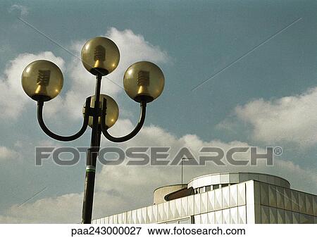 Street lamp and building, low angle view View Large Photo Image Stock Photo - Street lamp and building, low angle view. Fotosearch
