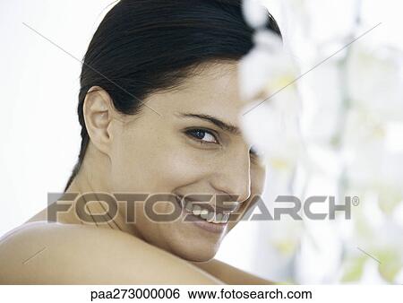 Woman smiling, portrait View Large Photo Image Stock Photograph - Woman smiling, portrait. Fotosearch