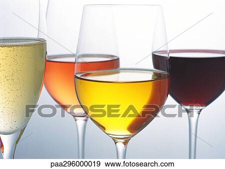 Stock Photo - Glasses of various wines. Fotosearch