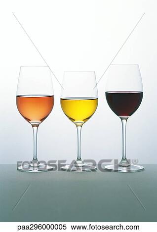Glasses of white, rosÄ and red wines View Large Photo Image Stock Photography - Glasses of white, rosÄ and red wines. Fotosearch