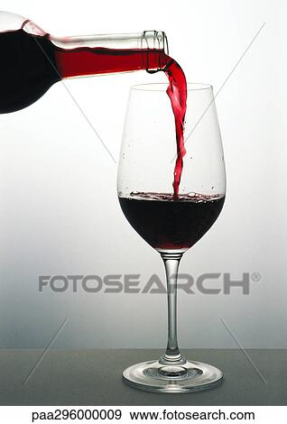 Stock Photo - Pouring a glass of red wine. Fotosearch