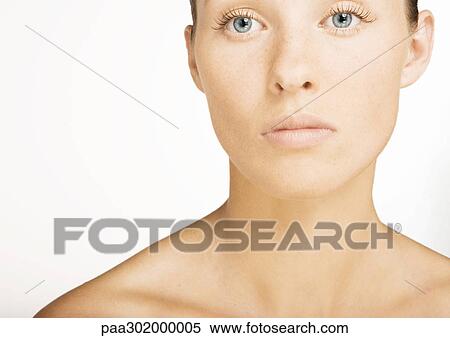 Stock Photography - Woman with long eyelashes, portrait. Fotosearch