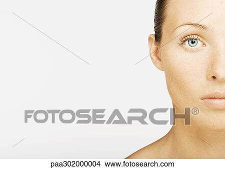 Woman's face, partial view, portrait View Large Photo Image Picture - Woman's face, partial view, portrait. Fotosearch
