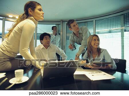 Businesspeople in conference room View Large Photo Image Stock Image - Businesspeople in conference room. Fotosearch