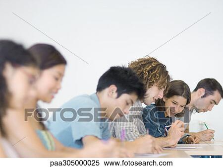 Students sitting side by side in class, doing class work View Large Photo Image Stock Photography - Students sitting side by side in class, doing class work. Fotosearch