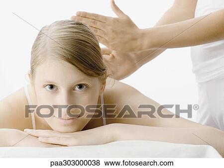 Woman having massage View Large Photo Image Stock Photo - Woman having massage. Fotosearch