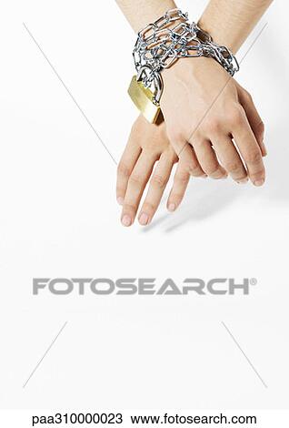 Hands Chained At The Wrists Stock Image Paa Fotosearch