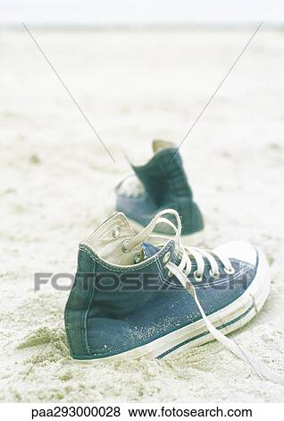 sneakers on beach