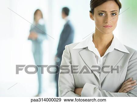 Businesswoman in office lobby, portrait View Large Photo Image Stock Photo - Businesswoman in office lobby, portrait. Fotosearch