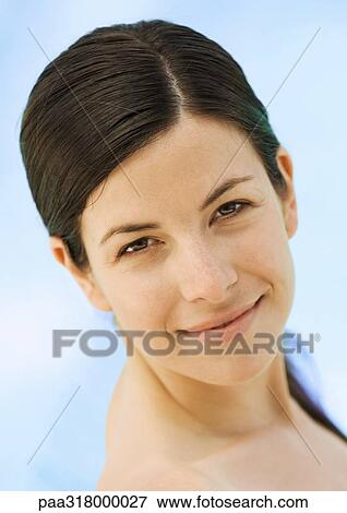 Woman with bare shoulders, portrait View Large Photo Image Stock Photo - Woman with bare shoulders, portrait. Fotosearch