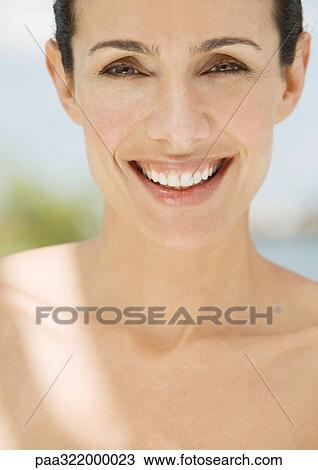 Woman smiling, portrait View Large Photo Image Stock Image - Woman smiling, portrait. Fotosearch