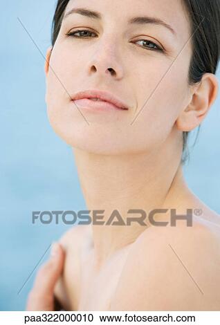 Woman with bare shoulders, portrait View Large Photo Image Stock Image - Woman with bare shoulders, portrait. Fotosearch