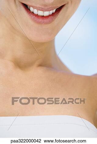 Stock Image - Woman's mouth and neck. Fotosearch