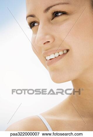 Woman's smiling face View Large Photo Image Stock Photo - Woman's smiling face. Fotosearch