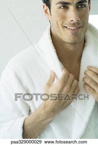 Man wearing bathrobe View Large Photo Image Stock Photo - Man wearing bathrobe. Fotosearch
