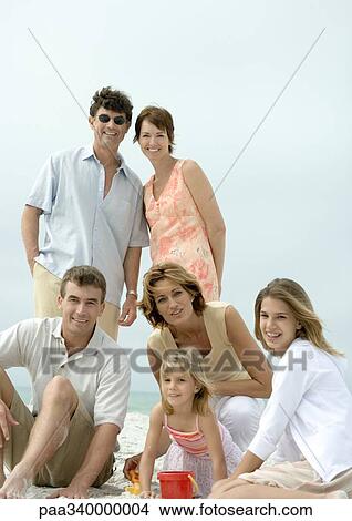 Family on beach, portrait View Large Photo Image Picture - Family on beach, portrait. Fotosearch