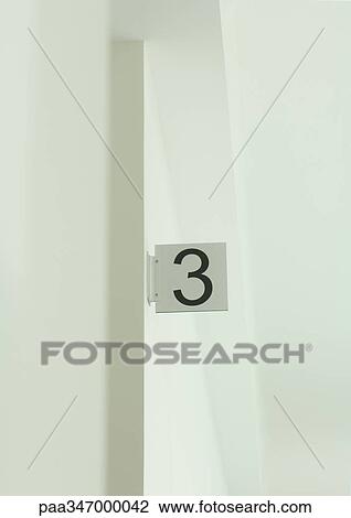 Stock Image - Number three on sign. Fotosearch