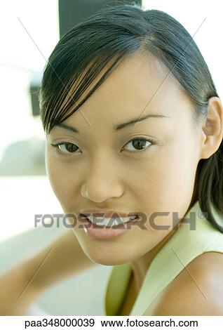 Woman smiling, portrait View Large Photo Image Stock Photo - Woman smiling, portrait. Fotosearch