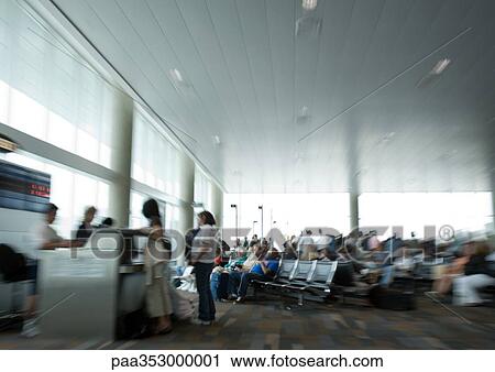Stock Image - Airline check-in counter. Fotosearch