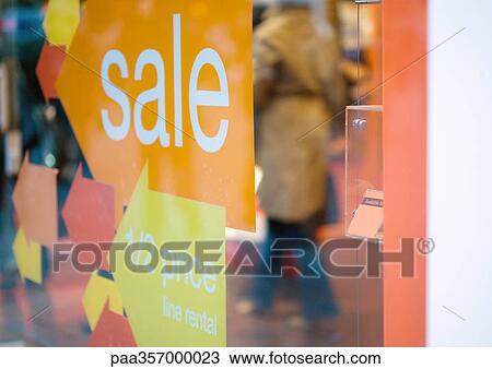 Sale sign in shop window View Large Photo Image Stock Image - Sale sign in shop window. Fotosearch