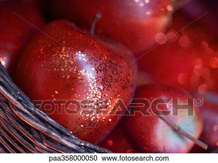 Glittery apples in basket View Large Photo Image Stock Image - Glittery apples in basket. Fotosearch