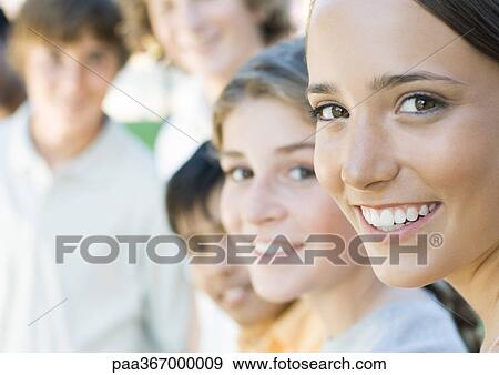 Stock Photo - Preteen friends, portrait. Fotosearch